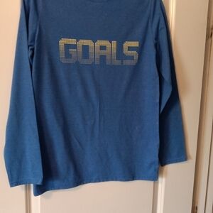 Cat & Jack Blue Long Sleeve Tee with 'GOALS' Graphic